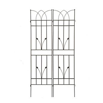 CEWOR 2 pc Metal Garden Border Trellis, 71" Tall Climbing Plant Fence, Rust prevention