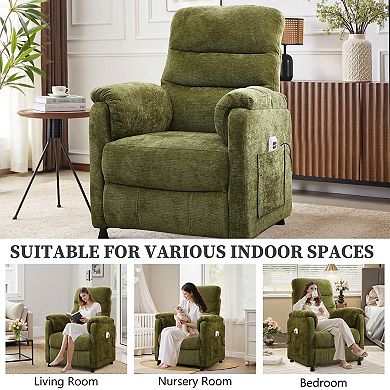 CEWOR Chenille Electric Power Recliner Chair with Remote & Side Pockets, for Small Spaces