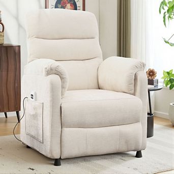 CEWOR Chenille Electric Power Recliner Chair with Remote & Side Pockets, for Small Spaces