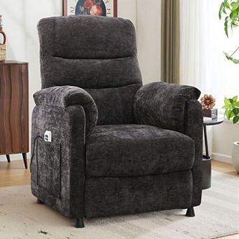 CEWOR Chenille Electric Power Recliner Chair with Remote & Side Pockets, for Small Spaces