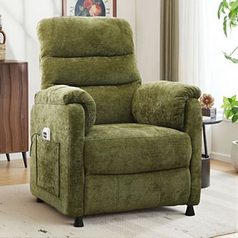 CEWOR Chenille Electric Power Recliner Chair with Remote & Side Pockets, for Small Spaces