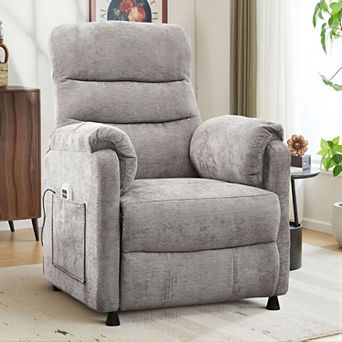 CEWOR Chenille Electric Power Recliner Chair with Remote & Side Pockets, for Small Spaces