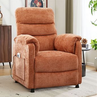 CEWOR Chenille Electric Power Recliner Chair with Remote & Side Pockets, for Small Spaces