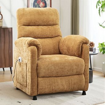 CEWOR Chenille Electric Power Recliner Chair with Remote & Side Pockets, for Small Spaces