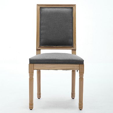 CEWOR French Solid Wood Dining Chair 2-Piece Set, Fabric, Square Sponge Cushion Backrest
