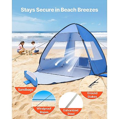 2 person Pop Up Beach Tent Sun Shelter - Instant Setup Canopy for Camping & Picnic