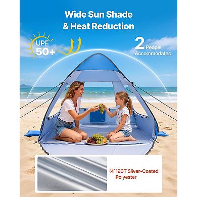 2 person Pop Up Beach Tent Sun Shelter - Instant Setup Canopy for Camping & Picnic