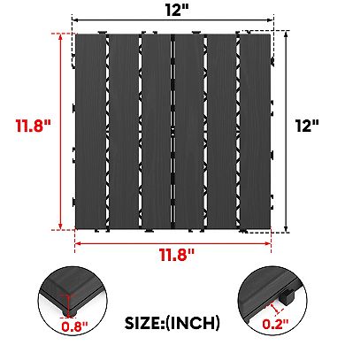 CEWOR 12"x12" Interlocking Deck Tiles, 20PCS/20 sq.ft Waterproof Patio Flooring, 6-Striped Pattern
