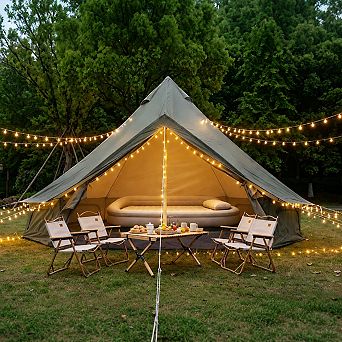 Loheer Oxford Bell Tent Inflatable Glamping Yurt with Stove Jack for Family Camping