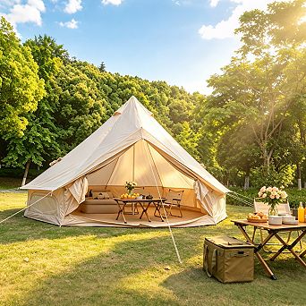 Loheer Oxford Bell Tent with Stove Jack Waterproof Family Glamping Yurt
