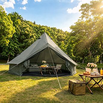 Loheer Oxford Bell Tent with Stove Jack Waterproof Family Glamping Yurt