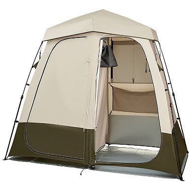 2-Room Camping Shower Tent Foldable Privacy Changing Room For Beach Camping