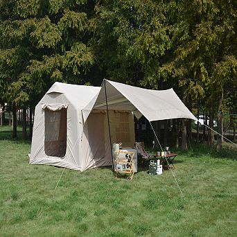 Loheer Inflatable Camping Tent with Canopy Easy Setup Air Glamping Family Tent