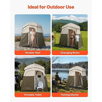 2 Room Camping Shower Tent Foldable Privacy Changing Room for Beach