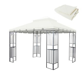 Loheer 10x10ft Double Tiered Outdoor Patio Gazebo Replacement Canopy Roof Top Cover