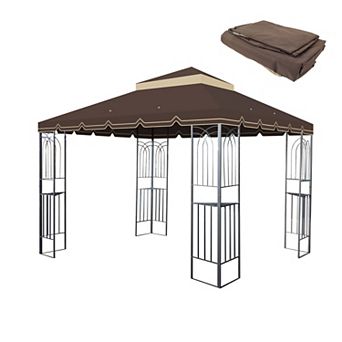 Loheer 10x10ft Double Tiered Outdoor Patio Gazebo Replacement Canopy Roof Top Cover