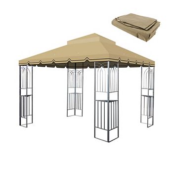 Loheer 10x10ft Double Tiered Outdoor Patio Gazebo Replacement Canopy Roof Top Cover