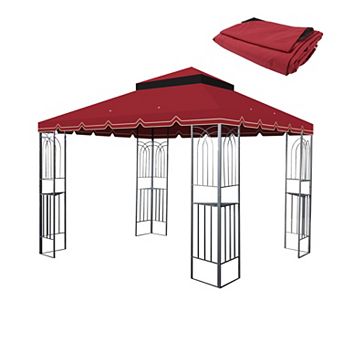 Loheer 10x10ft Double Tiered Outdoor Patio Gazebo Replacement Canopy Roof Top Cover