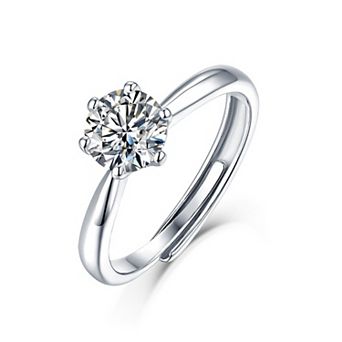 Loheer 5 Carat Classic Six-Prong Moissanite Ring S925 Sterling Silver Jewelry