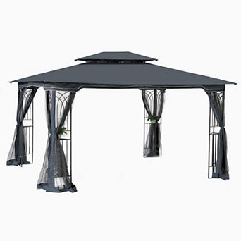 Loheer 13x10ft Outdoor Patio Gazebo Canopy Tent with Ventilate Double Roof & Detachable Mosquito Net