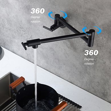 Loheer Wall Mount Folding Kitchen Pot Filler Faucet Double Joint Pasta Arm