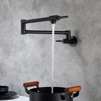 Loheer Wall Mount Folding Kitchen Pot Filler Faucet Double Joint Pasta Arm