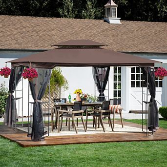 Loheer 13x10ft Outdoor Patio Gazebo Canopy Tent with Ventilate Double Roof & Detachable Mosquito Net