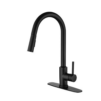 Loheer Modern Pull Down Kitchen Faucet with Sprayer High Arc Single Handle Sink Faucet