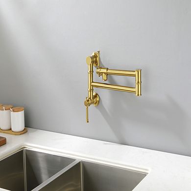 Loheer Modern Brass Wall Mount Pot Filler Folding Kitchen Faucet