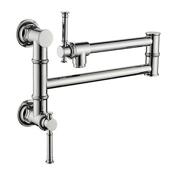 Loheer Modern Brass Wall Mount Pot Filler Folding Kitchen Faucet