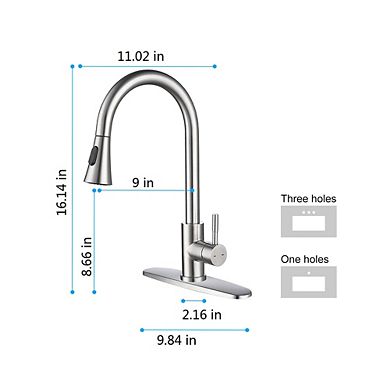 Loheer 16in Pull Out Kitchen Faucet Single Handle Modern Sink Faucet with Sprayer