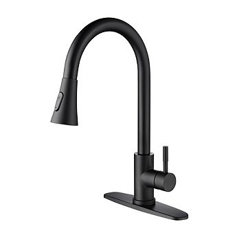 Loheer 16 in Pull Out Kitchen Faucet Single Handle Modern Sink Faucet with Sprayer