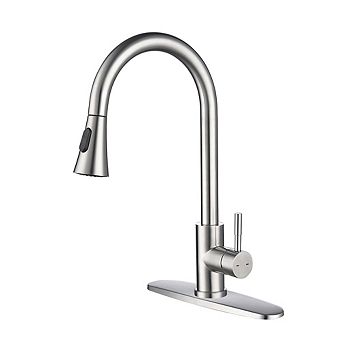 Loheer 16 in Pull Out Kitchen Faucet Single Handle Modern Sink Faucet with Sprayer