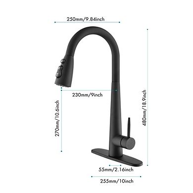 Loheer High Arc Pull Down Kitchen Faucet Single Handle with Deck Plate