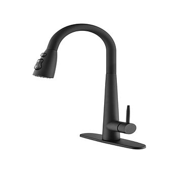 Loheer High Arc Pull Down Kitchen Faucet Single Handle with Deck Plate