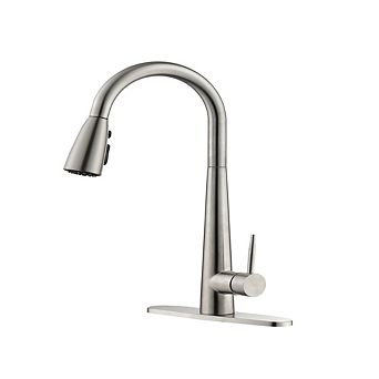 Loheer High Arc Pull Down Kitchen Faucet Single Handle with Deck Plate