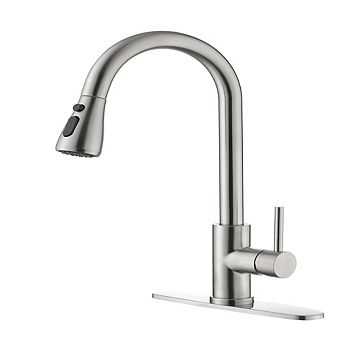 Loheer High Arc Single Handle Pull Down Kitchen Sink Faucet with Retractable Sprayer