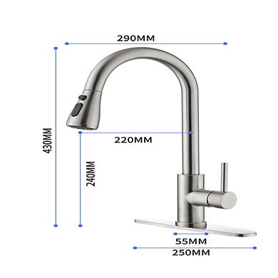 Loheer High Arc Single Handle Pull Down Kitchen Sink Faucet with Retractable Sprayer