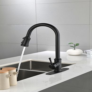 Loheer High Arc Pull Down Kitchen Faucet Single Handle Stainless Steel Sink Tap