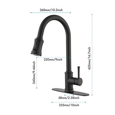 Loheer High Arc Pull Down Kitchen Faucet Single Handle Stainless Steel Sink Tap