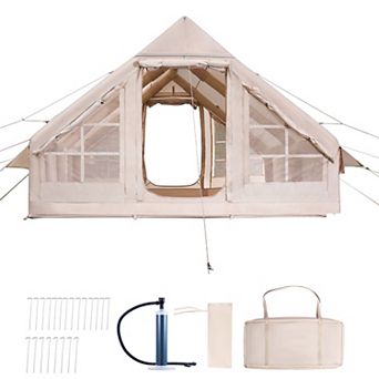 5-8 people Inflatable Camping Tent with Stove Jack for Family Outdoor Glamping