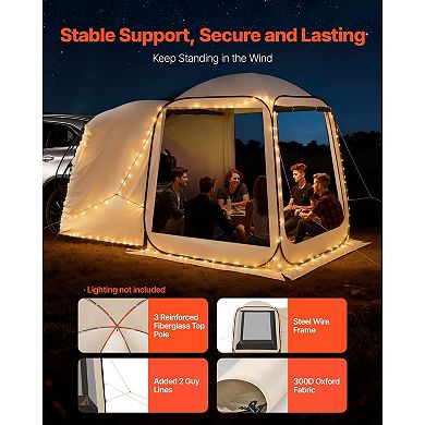 6x6ft Pop Up Screen House Tent SUV Tailgate Canopy for Car Camping & Patio