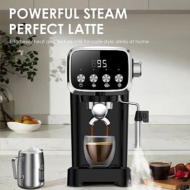 20 Bar Slim Espresso Machine, 12.60 Inches With Milk Frother For Home Kitchen