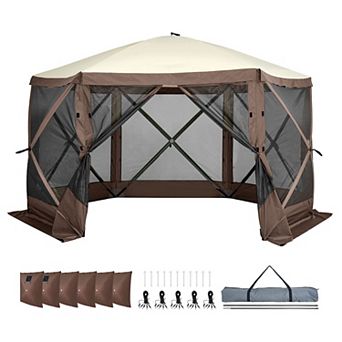 12.5x12.5 ft Pop Up Gazebo Screen Tent Canopy Sun Shelter for Camping and Parties