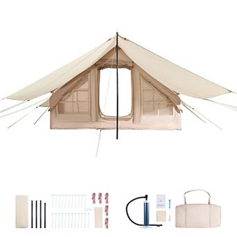 3-5 people Inflatable Camping Tent Easy Setup Glamping Air Tent with Canopy