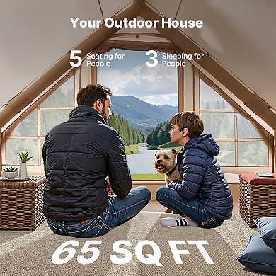 3-5 people Inflatable Camping Tent Easy Setup Glamping Air Tent with Canopy