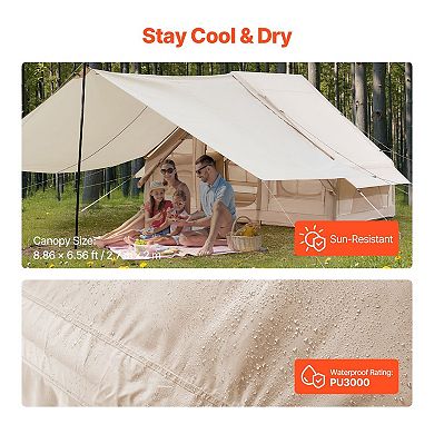 3-5 people Inflatable Camping Tent Easy Setup Glamping Air Tent with Canopy