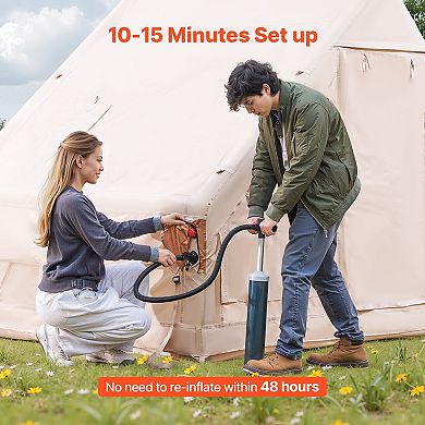 3-5 people Inflatable Camping Tent Easy Setup Glamping Air Tent with Canopy