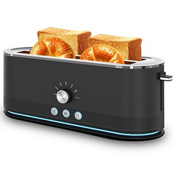 1400W 4 Slice Toaster, 15.7 Inch With Defrost And Reheat For Kitchen