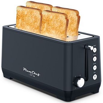 4-Slice Long Slot Toaster, 14.5x6x7.5 Inch 1500W with Warming Rack for Kitchen